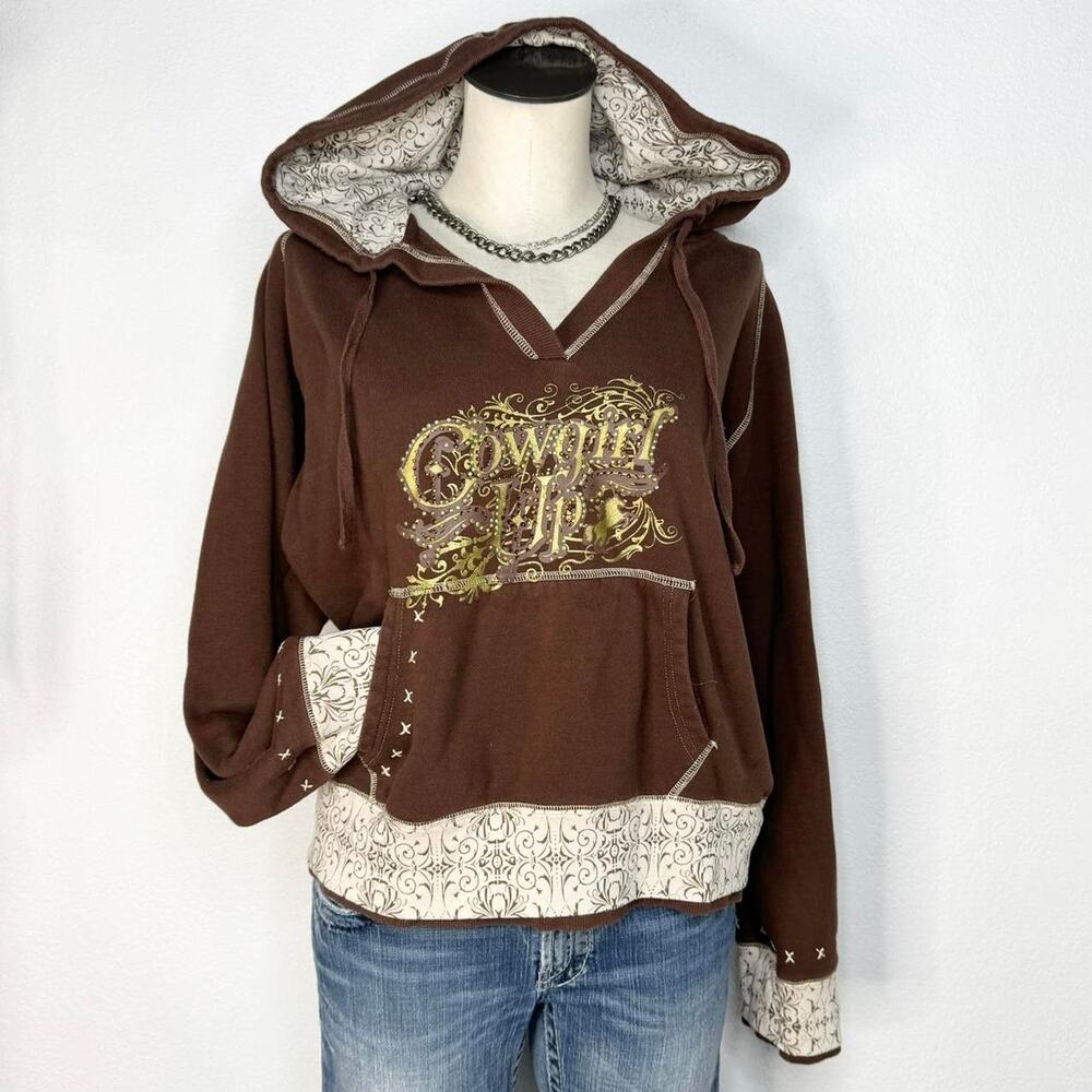 Cowgirl Up Brown Hoodie
